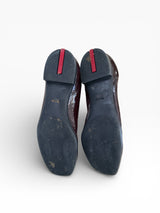 Prada Burgundy Patent Leather Buckle Flats