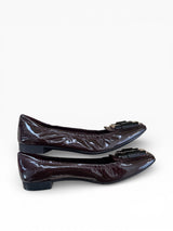 Prada Burgundy Patent Leather Buckle Flats