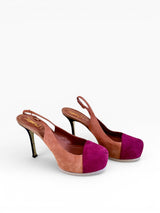 Yves Saint Laurent Colorblock Suede Platform Slingback Pumps