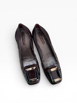 Prada Burgundy Patent Leather Buckle Flats