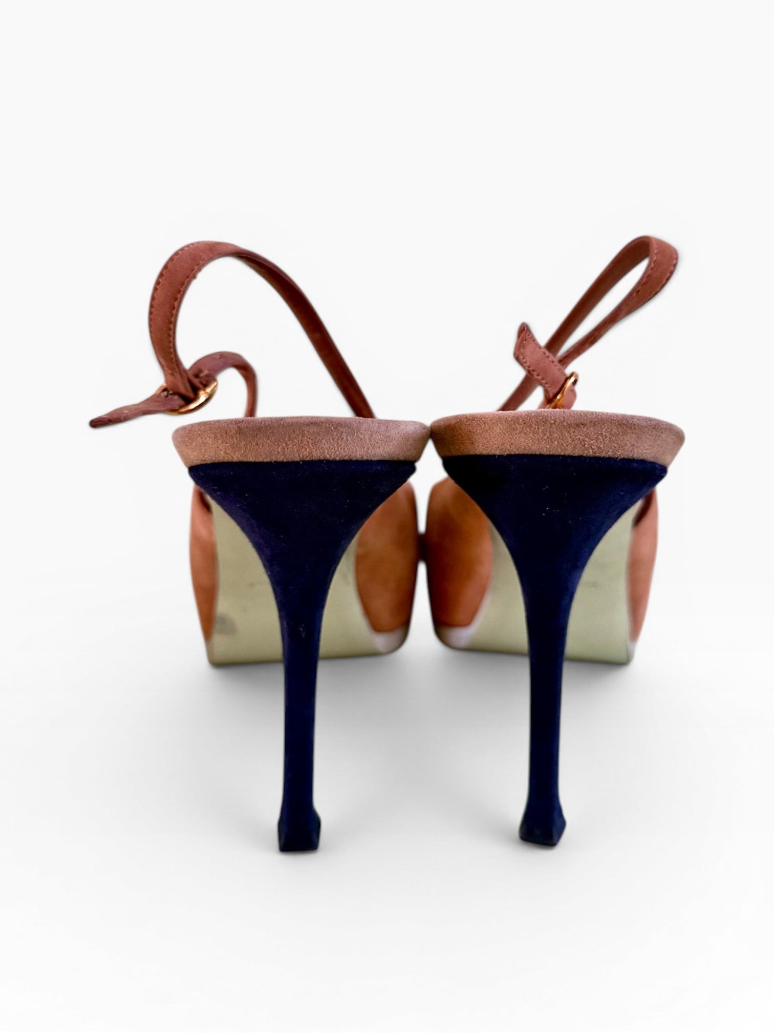 Yves Saint Laurent Colorblock Suede Platform Slingback Pumps