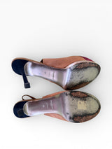 Yves Saint Laurent Colorblock Suede Platform Slingback Pumps