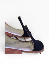 Yves Saint Laurent Colorblock Suede Platform Slingback Pumps