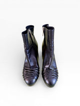 Christian Dior Leather Platform Ankle Boots with Woven Toe Detail