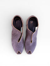 Yves Saint Laurent Rive Gauche Lavender Suede Architectural Wedge Booties