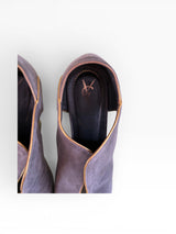 Yves Saint Laurent Rive Gauche Lavender Suede Architectural Wedge Booties