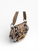 Guess Leopard Print Mini Saddle Bag with Crystal Butterfly Charm