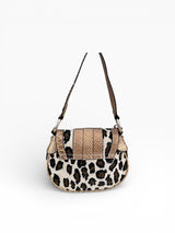 Guess Leopard Print Mini Saddle Bag with Crystal Butterfly Charm
