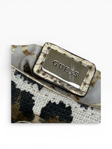 Guess Leopard Print Mini Saddle Bag with Crystal Butterfly Charm