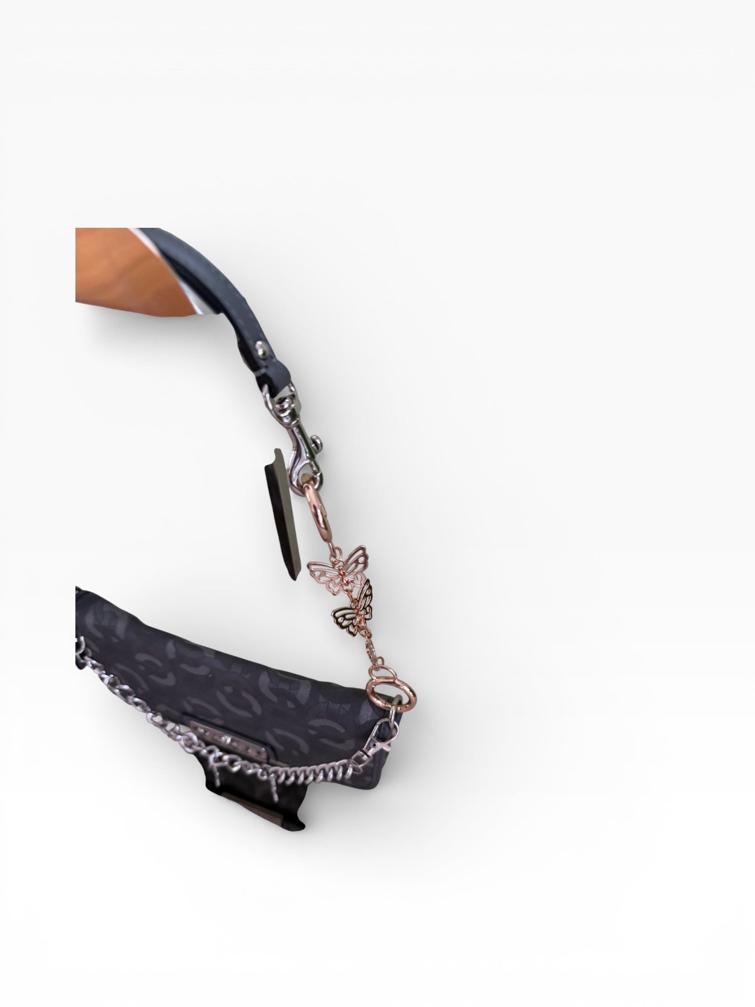 Coach Signature Mini Baguette with Crystal Butterfly Charm Chain