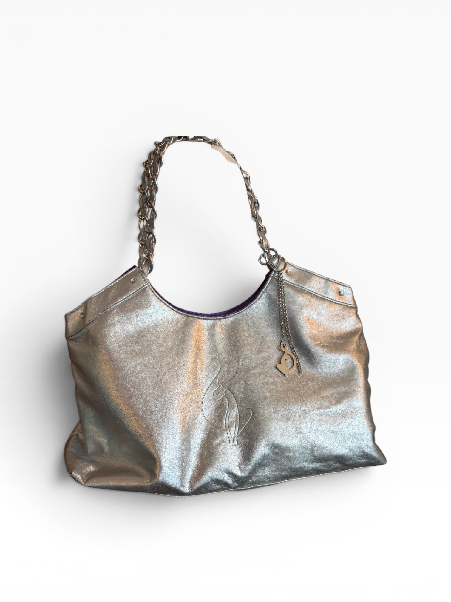Baby Phat Silver Metallic Chain Tote Bag