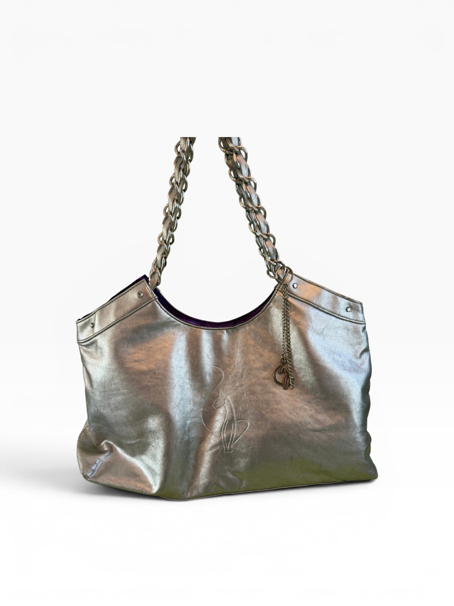 Baby Phat Silver Metallic Chain Tote Bag