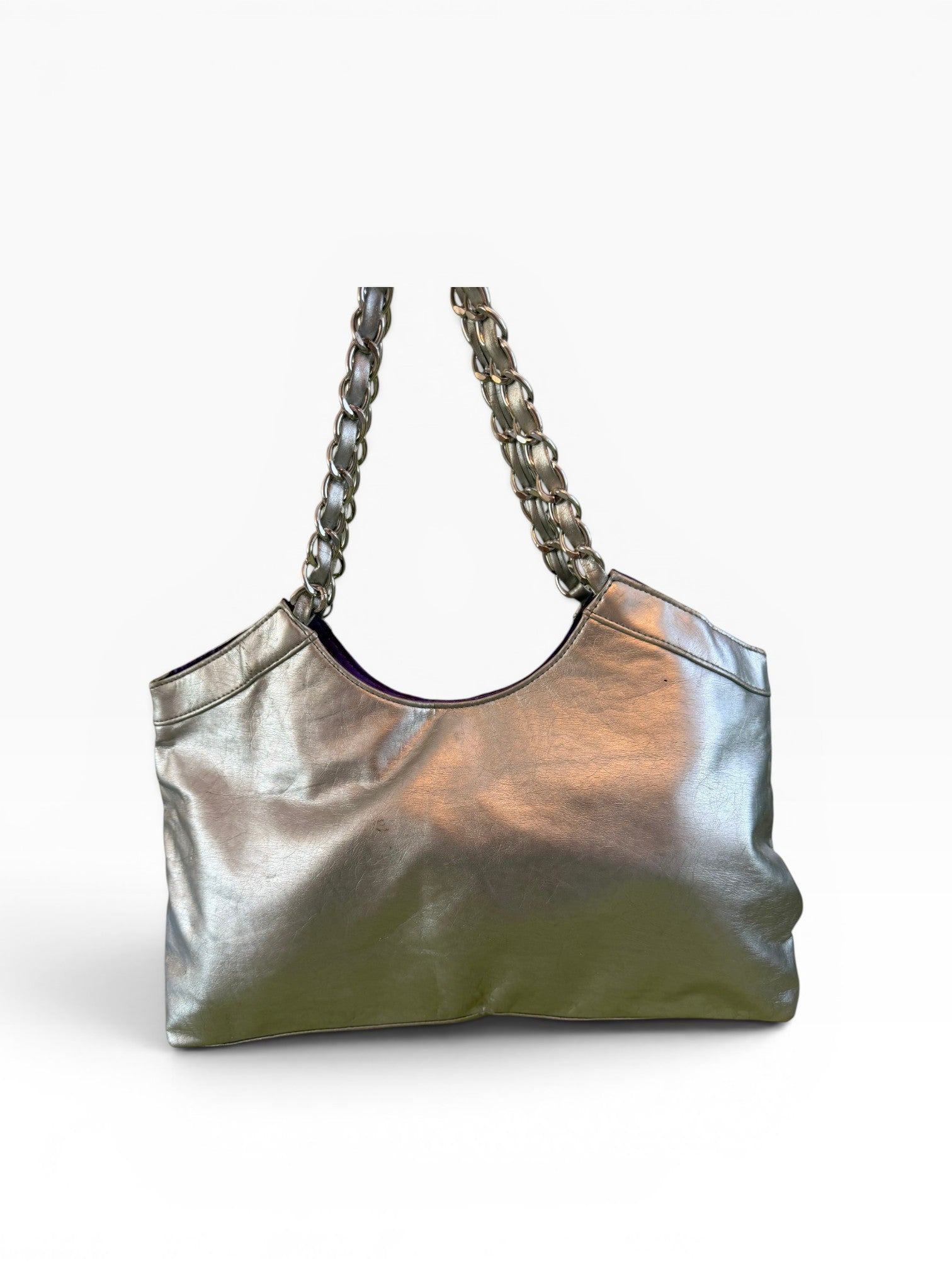 Baby Phat Silver Metallic Chain Tote Bag