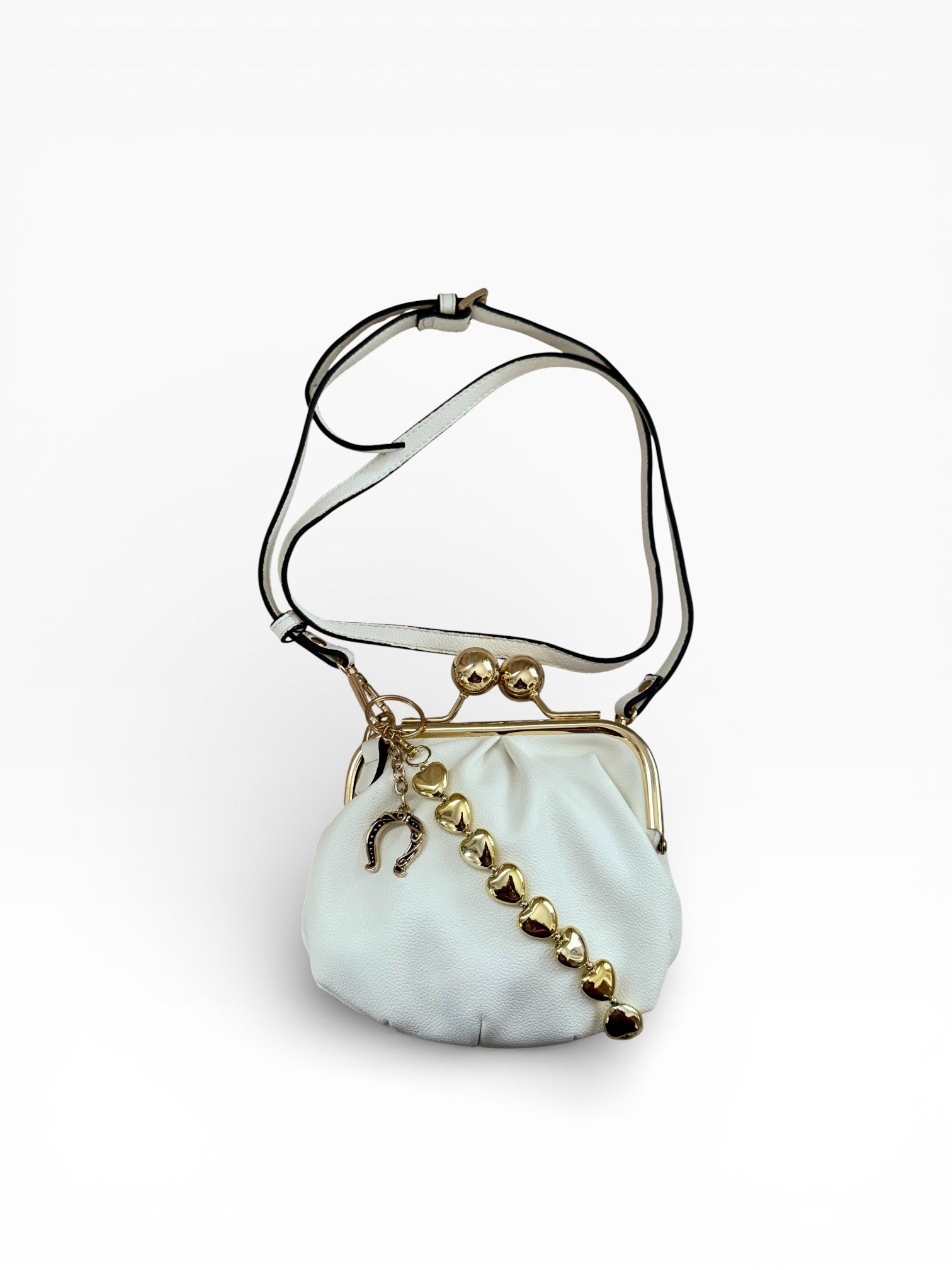 Betsey Johnson Kiss-Lock Mini Bag with Gold Heart Chain