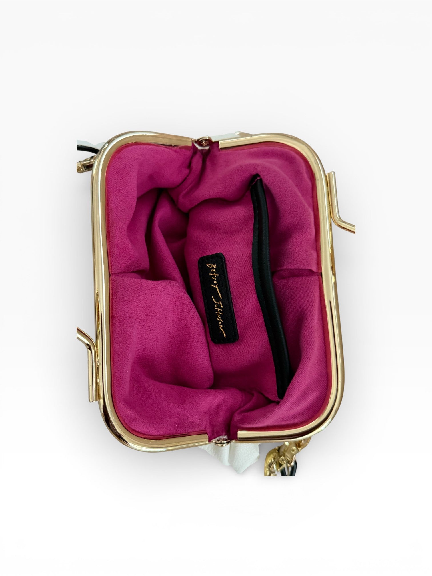 Betsey Johnson Kiss-Lock Mini Bag with Gold Heart Chain