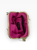 Betsey Johnson Kiss-Lock Mini Bag with Gold Heart Chain