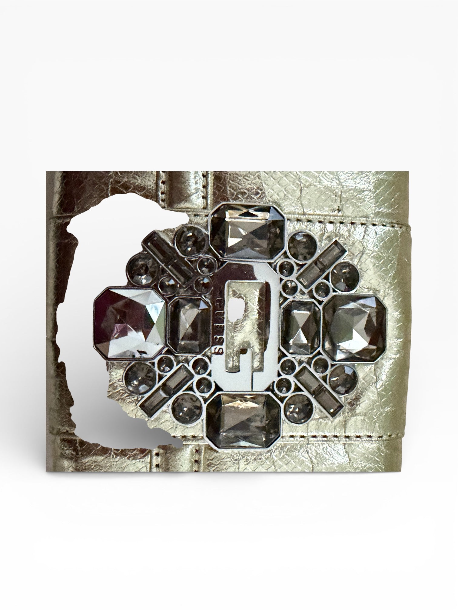 Guess Crystal G-Logo Chain Bag | Pewter Metallic