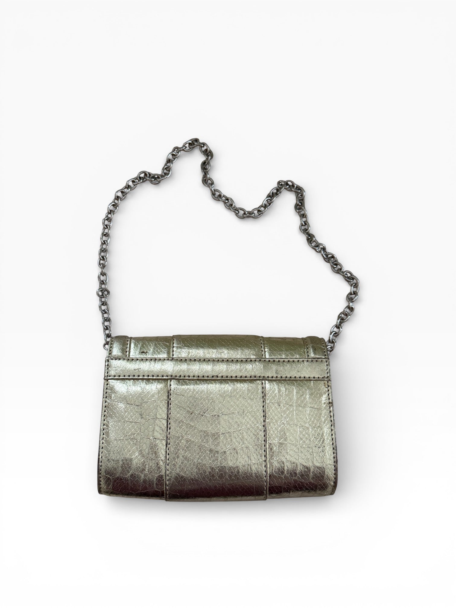Guess Crystal G-Logo Chain Bag | Pewter Metallic