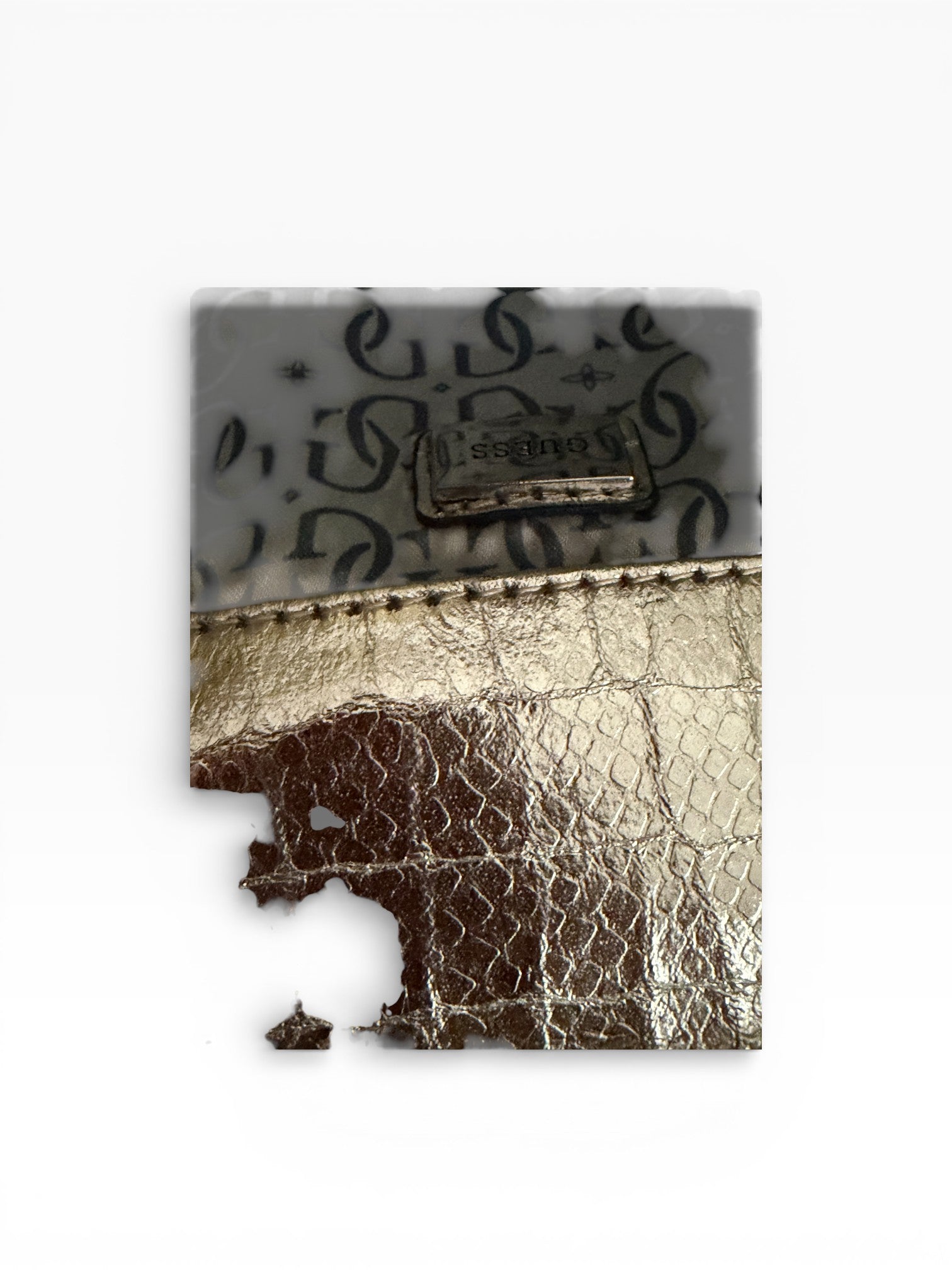 Guess Crystal G-Logo Chain Bag | Pewter Metallic