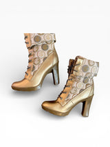 Rocawear Gold Monogram Platform Lace-Up Boots