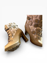 Rocawear Gold Monogram Platform Lace-Up Boots