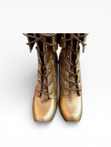 Rocawear Gold Monogram Platform Lace-Up Boots
