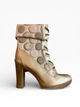 Rocawear Gold Monogram Platform Lace-Up Boots