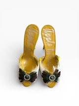 Apple Bottoms Exotic Feather Mule Heels