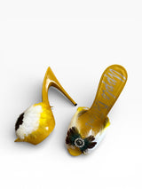 Apple Bottoms Exotic Feather Mule Heels