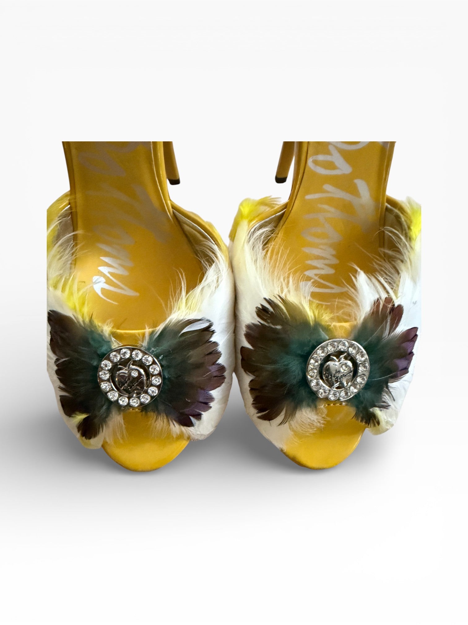 Apple Bottoms Exotic Feather Mule Heels
