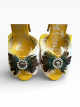 Apple Bottoms Exotic Feather Mule Heels