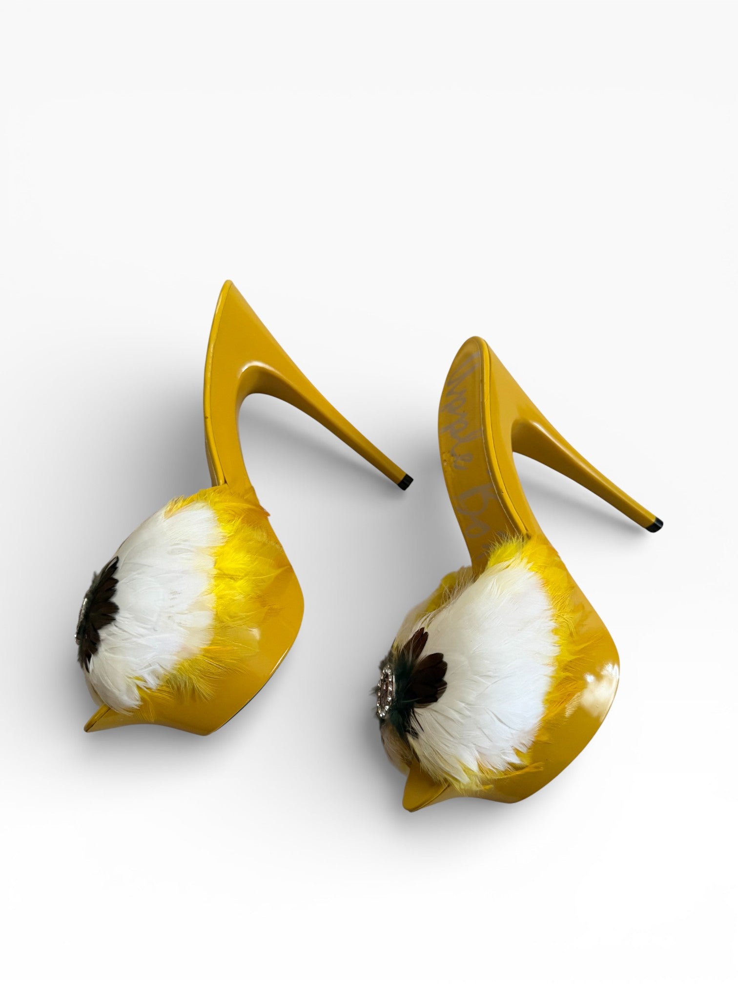 Apple Bottoms Exotic Feather Mule Heels