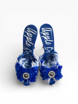 Apple Bottoms Feather Mule Heels | Blue