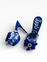 Apple Bottoms Feather Mule Heels | Blue