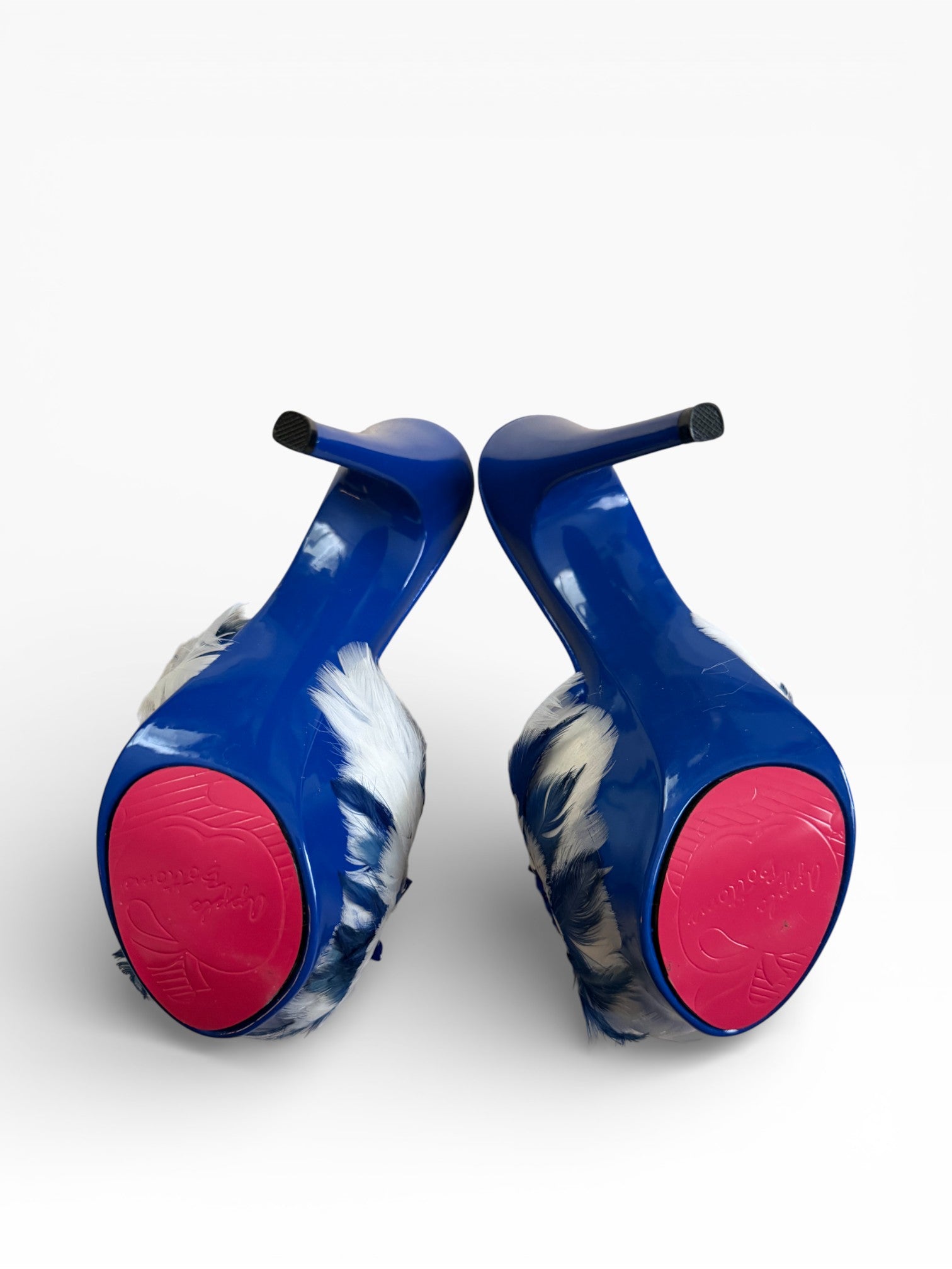 Apple Bottoms Feather Mule Heels | Blue