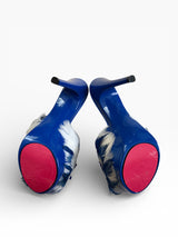 Apple Bottoms Feather Mule Heels | Blue