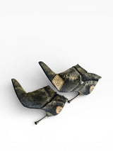 El Dantés Couture Distressed Denim Stiletto Booties