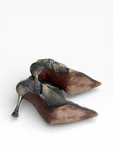 El Dantés Couture Distressed Denim Stiletto Booties