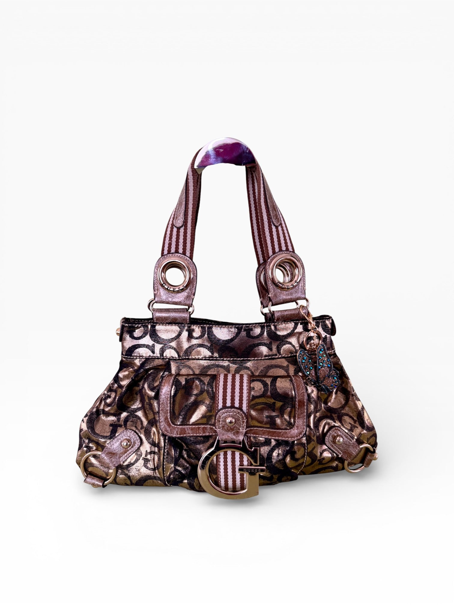 Guess Metallic Monogram Shoulder Bag