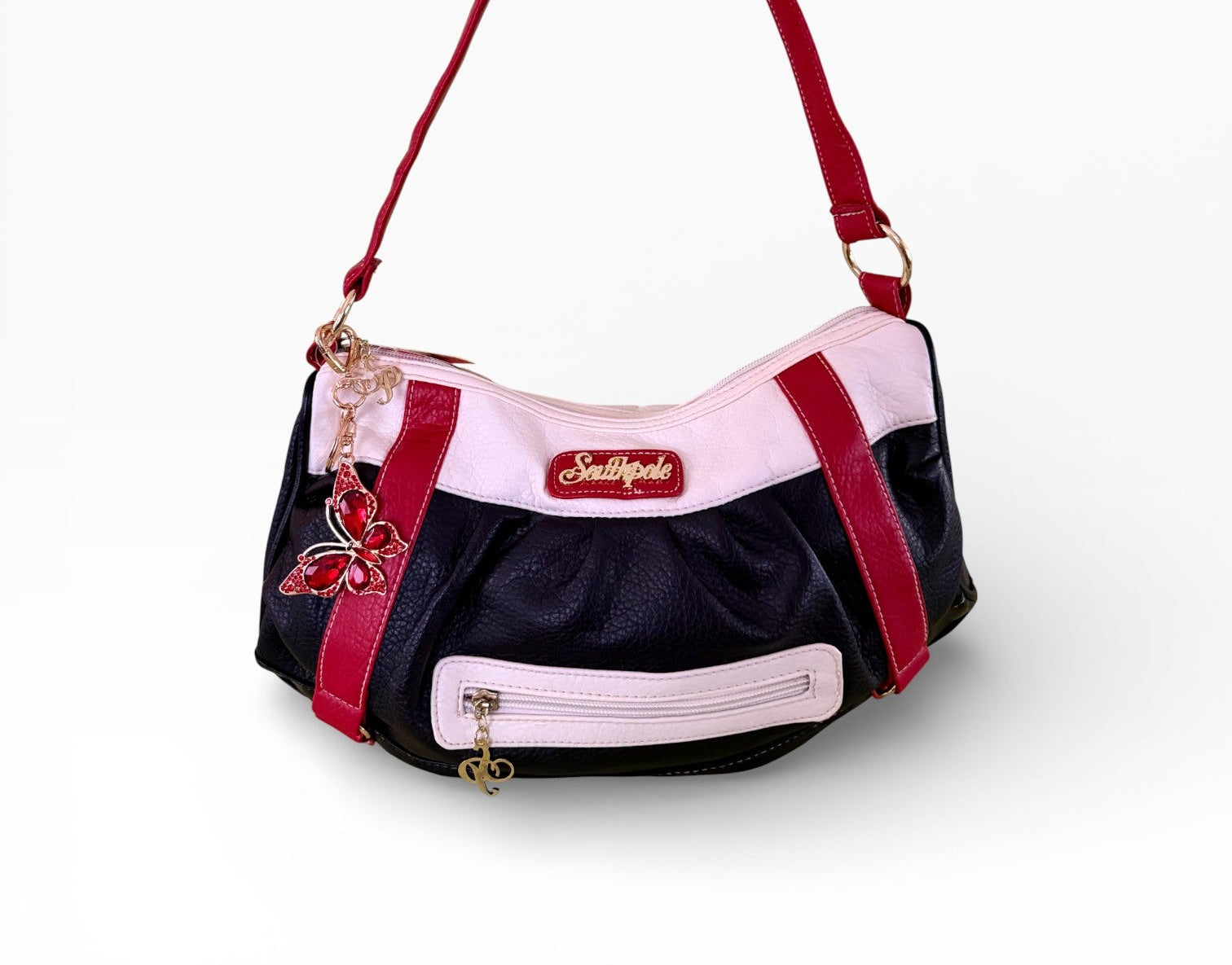 South Pole Colorblock Shoulder Bag with Butterfly Charm
