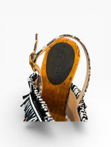 Coach Raffia Fringe Platform Heels