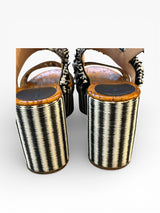 Coach Raffia Fringe Platform Heels