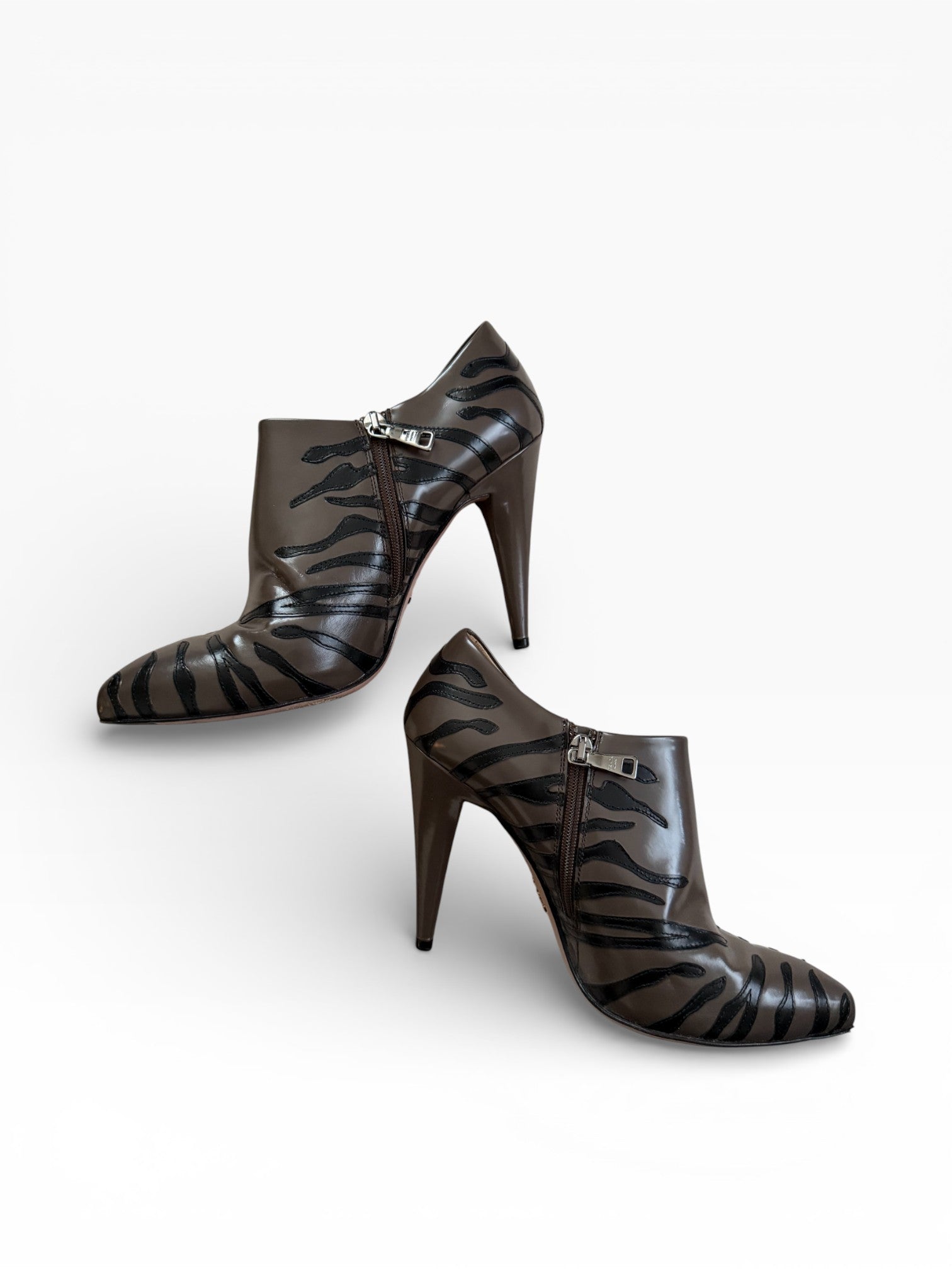 Prada Zebra Print Leather Ankle Booties