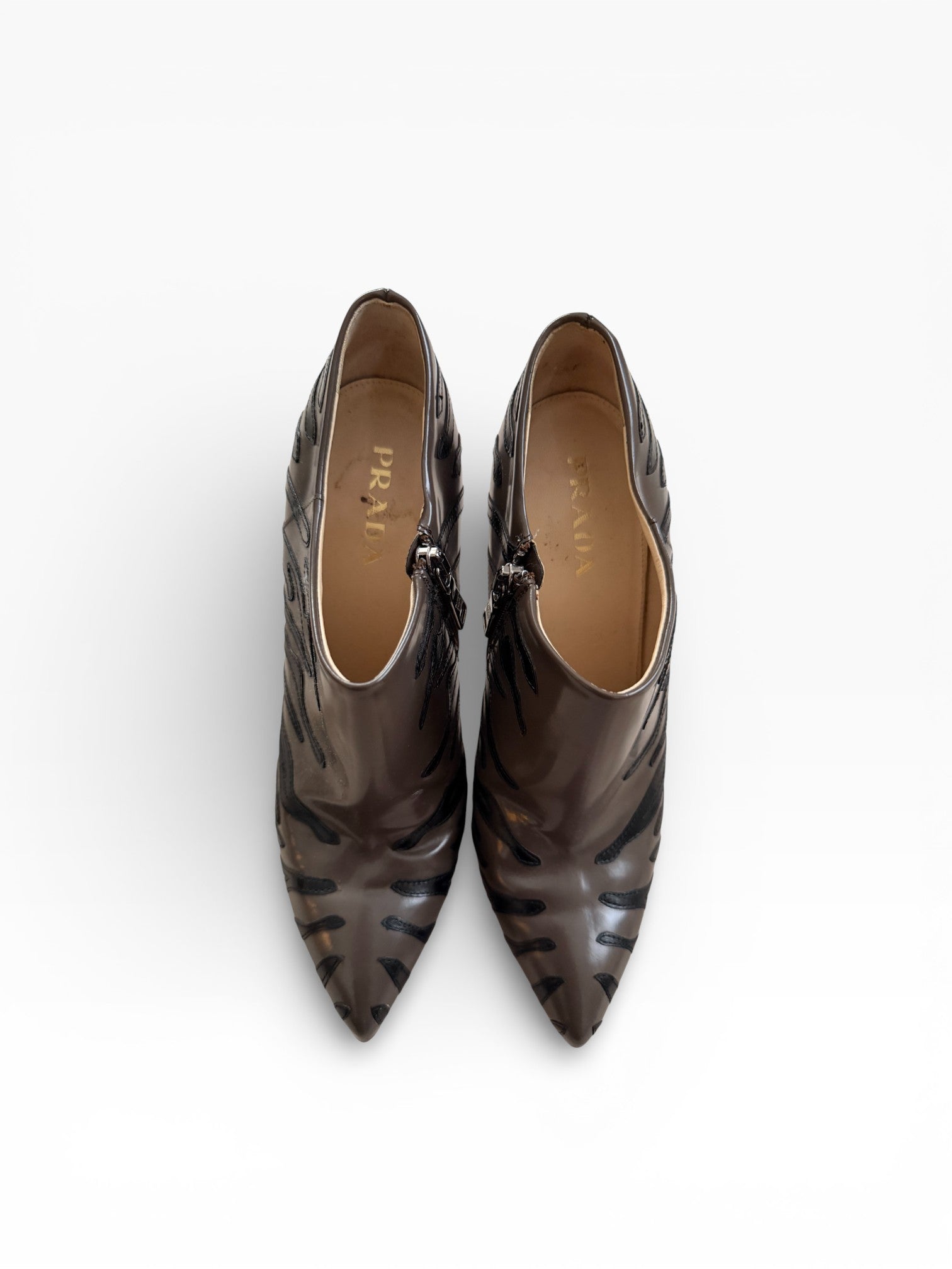 Prada Zebra Print Leather Ankle Booties