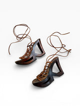 El Dantes Sculptural Wood Platform Gladiator Sandals