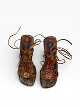 El Dantes Sculptural Wood Platform Gladiator Sandals