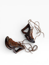 El Dantes Sculptural Wood Platform Gladiator Sandals