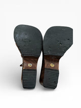 El Dantes Sculptural Wood Platform Gladiator Sandals