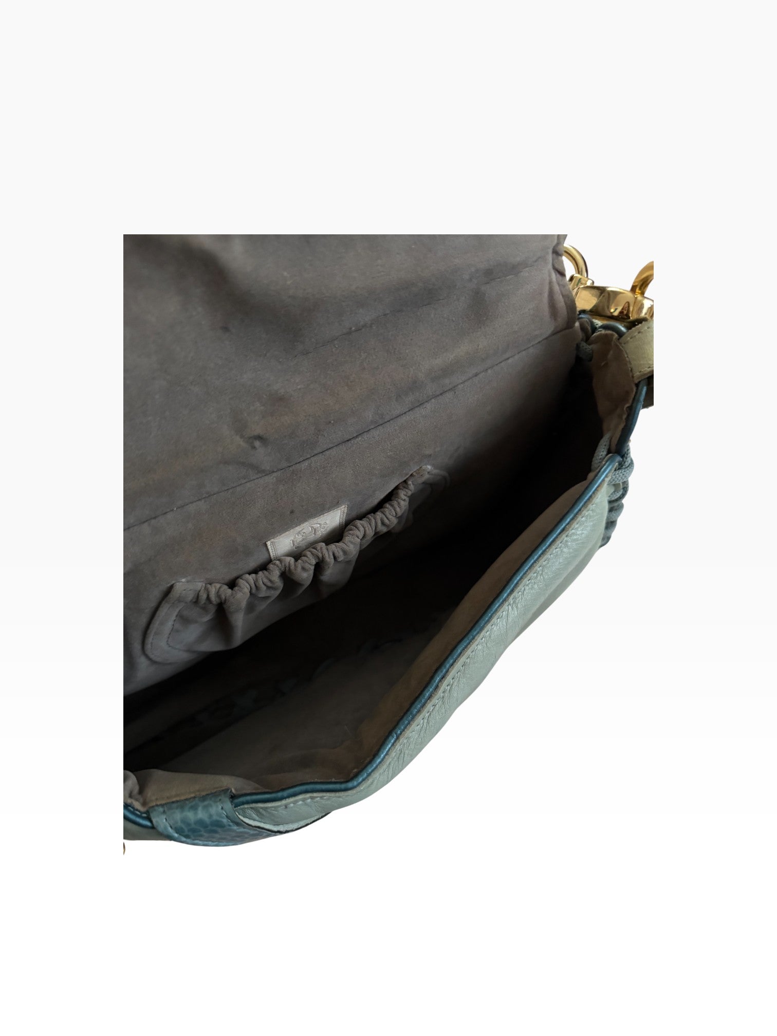 Bracher Emden London Teal Mixed Media Shoulder Bag with Crystal Details