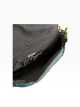 Bracher Emden London Teal Mixed Media Shoulder Bag with Crystal Details